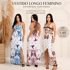 Vestido Longo Feminino de Verão Estampado com Fenda – Tendência Moda 2026
