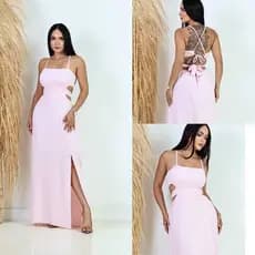 Vestido feminino longo liso fenda na lateral TAMANHO UNICO veste de 38 ao 42 ´B`