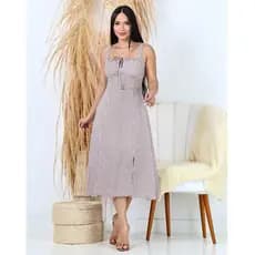 vestido  midy xadrez de alça e Lastex nas costas