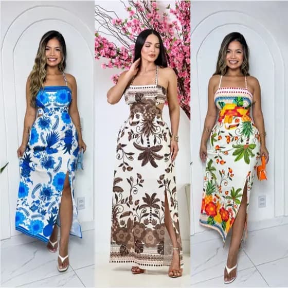 Vestido Longo Feminino tecido Duna estampa "tamanho único" veste de 36 ao 42...