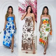 Vestido Longo Feminino tecido Duna estampa "tamanho único" veste de 36 ao 42...