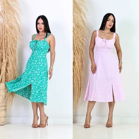 Vestido midi floral tamanho M---G para ocasiões casuais