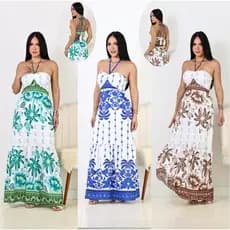 Vestido longo feminino estampado estilo tamara que cai ajusta bem ao seu corpo.