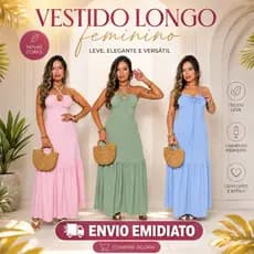 Vestido Longo Feminino Versátil 3 Maneiras de Usar Festa Praia Casual