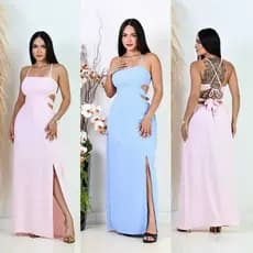 Vestido feminino longo liso fenda na lateral TAMANHO UNICO veste de 38 ao 42 ´A`