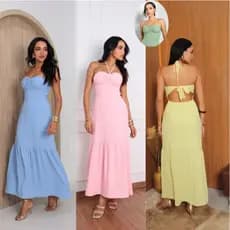 Vestido londo liso estilo tamara que cai 2 formas de usar com bojo...