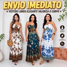 Vestido Longo Feminino Estampado Premium Ajustável Moda Praia e Casual 2026