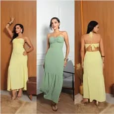 Vestido longo feminino liso para festa casual elegante