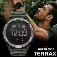 Relógio North Edge Terax 2025 militar digital 50m à prova d’água com cronômetro e iluminação