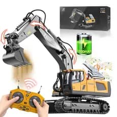 Escavadeira RC 1/20, 11 canais, pá de metal, 2.4GHz, rotação realista, diversão  para crianças!