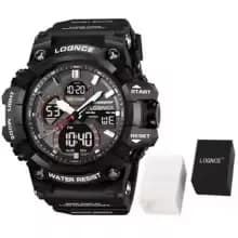 Relógio masculino Loqnce 98007 50m à prova d'água, movimento premium, silicone luminoso com caixa