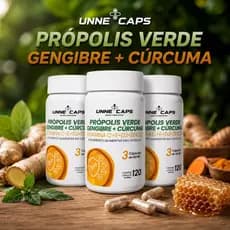 Própolis Verde + Gengibre + Cúrcuma + Vitaminas C E D3 Zinco  60 / 120 Cápsulas | Suplemento Natural