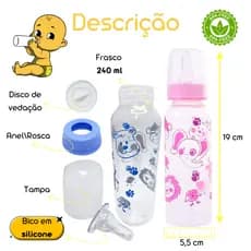 Mamadeiras Barato Menino e Menina Petita Anplas 240ml livre de BPA bico em SILICONE | Cha de bebe