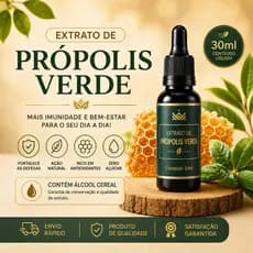 Extrato de Própolis Verde 30ml | Imunidade Alta | Antibacteriano Natural | Zero Açucar