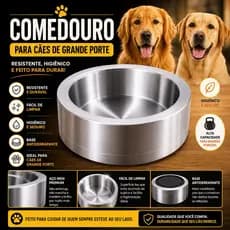 COMEDOURO PESADO POLIDO DE ALUMÍNIO PARA CÃES  GATOS POTE DE RAÇÃO RESISTENTE