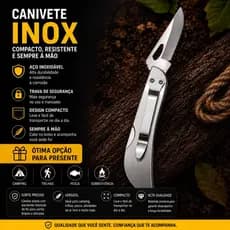Canivete de bolso em aço inoxidável com cabo para trilhas e camping.