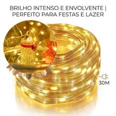 30m/50m Fio Fada Cordão 300leds Pvc Bivolt Prova Dágua 8 Modos