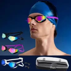 Óculos De Natação Para Adultos À Prova De Uv (com Estojo)
