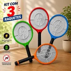 Kit Raquetes Mosquito Elétrica Portátil Recarregável Controle de Insetos Domésticos Promoção