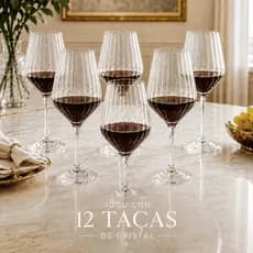 Jogo 12 Taças Vinho Vidro Cristal 510 ml Taças Elegantes Transparentes Luxo Premium Promoção