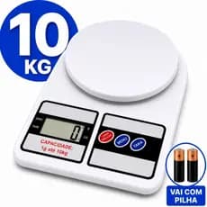 Kit Balança Culinária Digital 10kg Precisão 1g Com Tara Display LCD Cozinha Confeitaria Nutricional