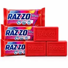 kit 5 Sabão Tira Manchas Razzo Glicerinado 150g Remove Gordura Café Chocolate e Sujeiras Difíceis