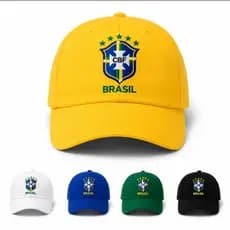 Boné Brasil Casual Masculino Feminino Ajustável Bordado Premium Aba Curva Confortável Amarelo