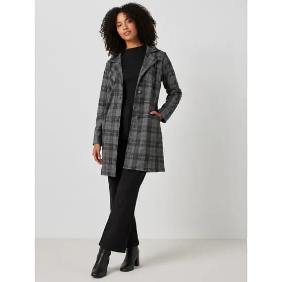 Casaco Feminino Blazer Sobretudo Cardigan Xadrez Tendencia Inverno Luxo