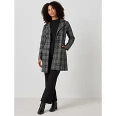 Casaco Feminino Blazer Sobretudo Cardigan Xadrez Tendencia Inverno Luxo