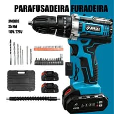 Kit Furadeira Parafusadeira Modelos 2 e 3 Funções, Conjunto Completo de Acessórios
