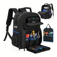 Mochila Para Ferramentas Eletricista Resistente-Grande Capacidade Com Vários Compartimentos E Alças Acolchoadas