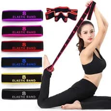 8-Seção Cinto Elástico de Yoga e Dança, Faixa Elástica de Resistência para Pilates e Fitness