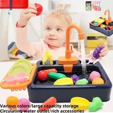 Novas Crianças Pia Da Cozinha Máquina De Lavar Louça Elétrica Com Brinquedo De Corrida Água Fingir Jogar Comida Brinqued