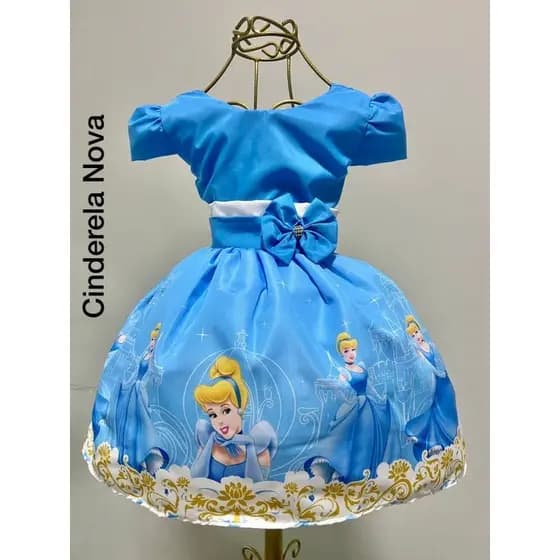 Vestido Temático personagem infantil festa aniversário Cinderela