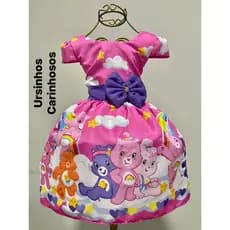 Vestido temático infantil festa aniversário personagem Ursinhos carinhosos