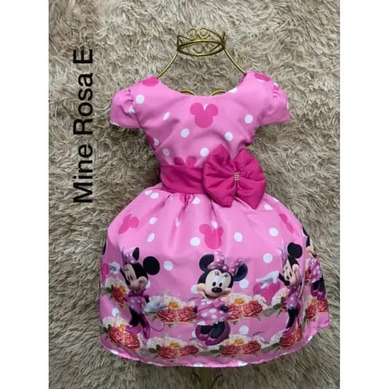 Vestido Temático Infantil Aniversários festas Minnie