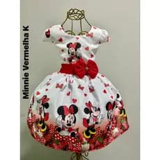 Vestido temático infantil festa aniversário personagem Minnie vermelha
