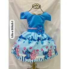 Vestido temático infantil festa aniversário Lilo stchi Angel