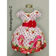 Vestido temático infantil festa aniversário personagem Moranguinho