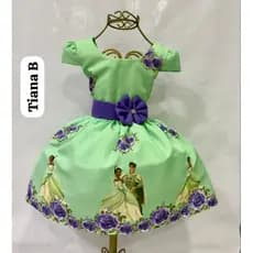 Vestido temático infantil festa aniversário princesa Tiana