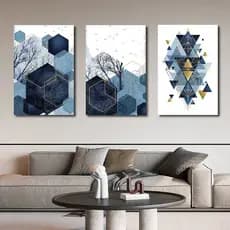 Quadro Decorativo Kit 3 Estampas Florais Coloridas Planta Aquarela Decoração Para Casa Sala Quaro WT2014