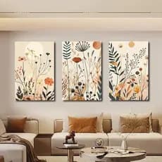 3 Pcs Quadro decorativo estampas florais coloridas planta aquarela decoração para casa sala quaro WT2008