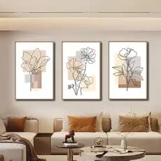 Quadro Decorativo Floral Abstrato Terracota Para Sala Quarto  Mural De Painel Espesso De Sem Moldura