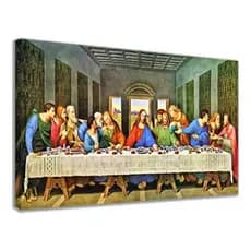 Quadros Decorativos Sala Cozinha Parede Santa Ceia Religião Cor Preto  Mural de painel espesso de 8mh sem moldura