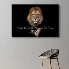 Quadro Decorativo Leão De Judá Nunca Foi Sorte Sempre Foi Deus Mosaico Sala Quarto Escritório Impressão Em Hd