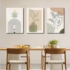 Kit 3 Quadro decorativo estampas florais coloridas planta aquarela decoração para casa sala quaro pintura artística