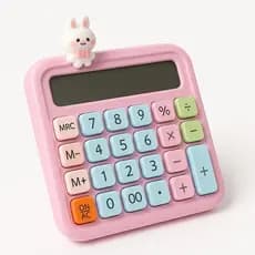 Calculadora Kawaii Rosa Fofa Cute com Personagem DIY Solar Mesa Escritório Escola Faculdade Portátil