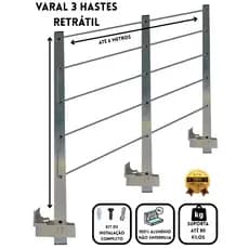 Varal Alumínio Reforçado Retrátil De Parede Para Roupas Suporta Até 80kg