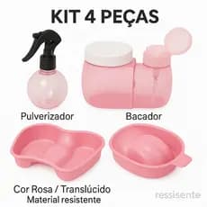 Kit 4 Peças para Manicure – Bacia Mãos, Bacia Pés, Pulverizador e Dosador
