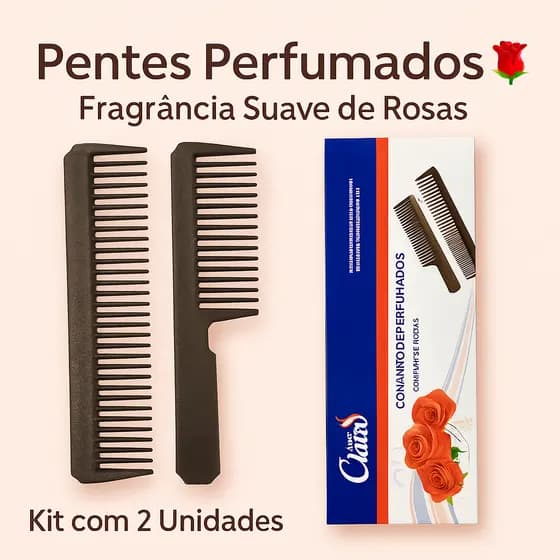 Conjunto de Pentes Perfumados Santa Clara com Fragrância de Rosas | Kit 2 Unidades